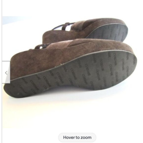 38 8 CORDANI DIONNE brown WEDGE PLATFORM MULES clog SUEDE PUMPS heels SHOES MINT - Picture 8 of 11